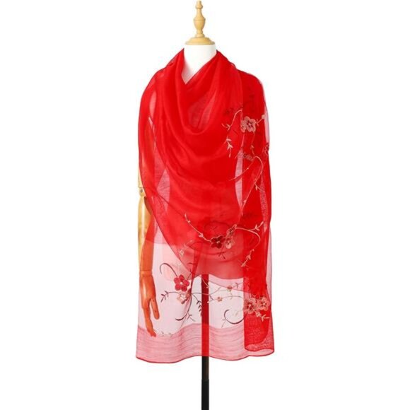 Women Silk & Wool Long and Large Scarf Shawl Wrap For Evening Dress - Picture 3 of 6